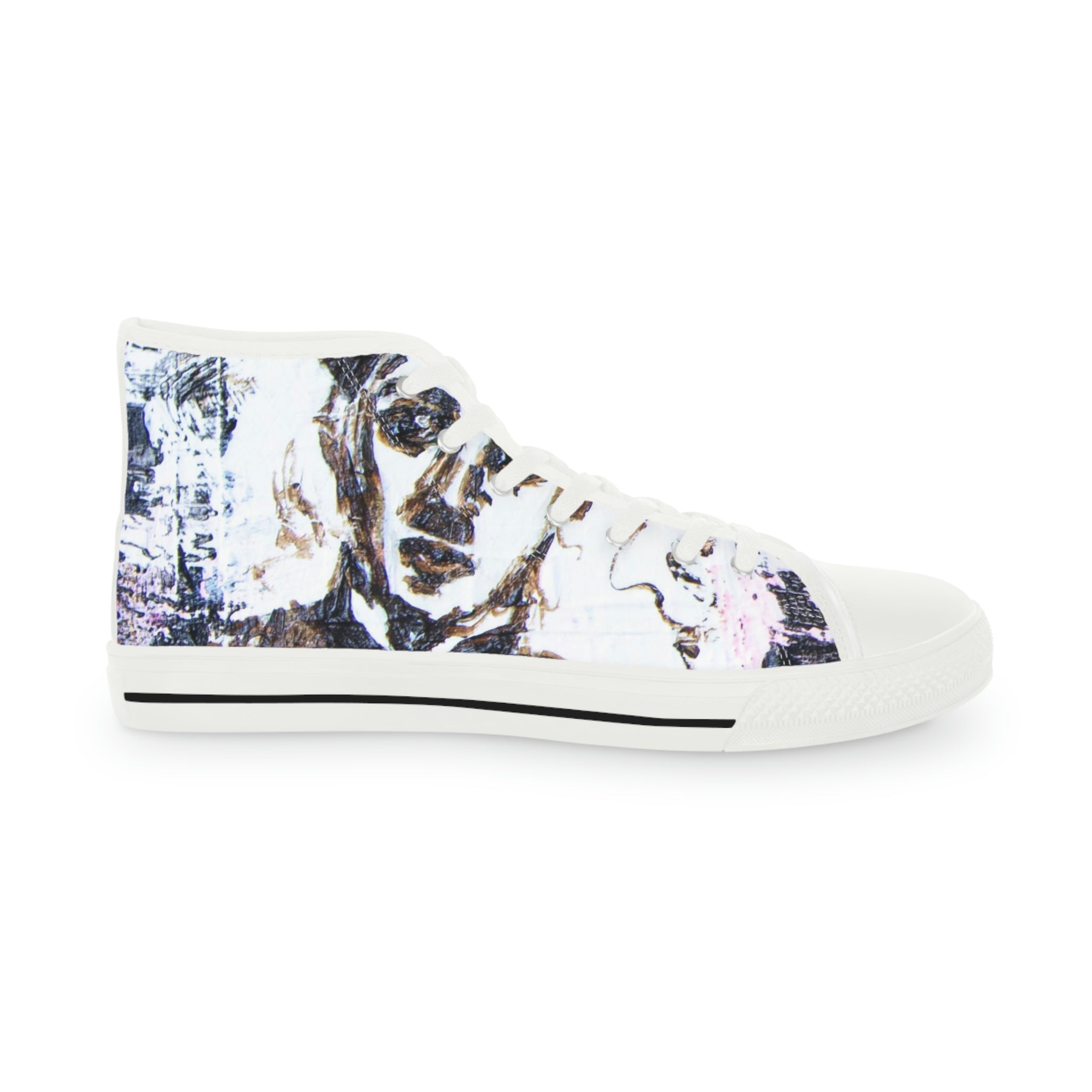 Men's High  Top Art Sneakers, Art On Shoes, Abstract Blue Sky  Painted By A Professional Abstract Painting Artist