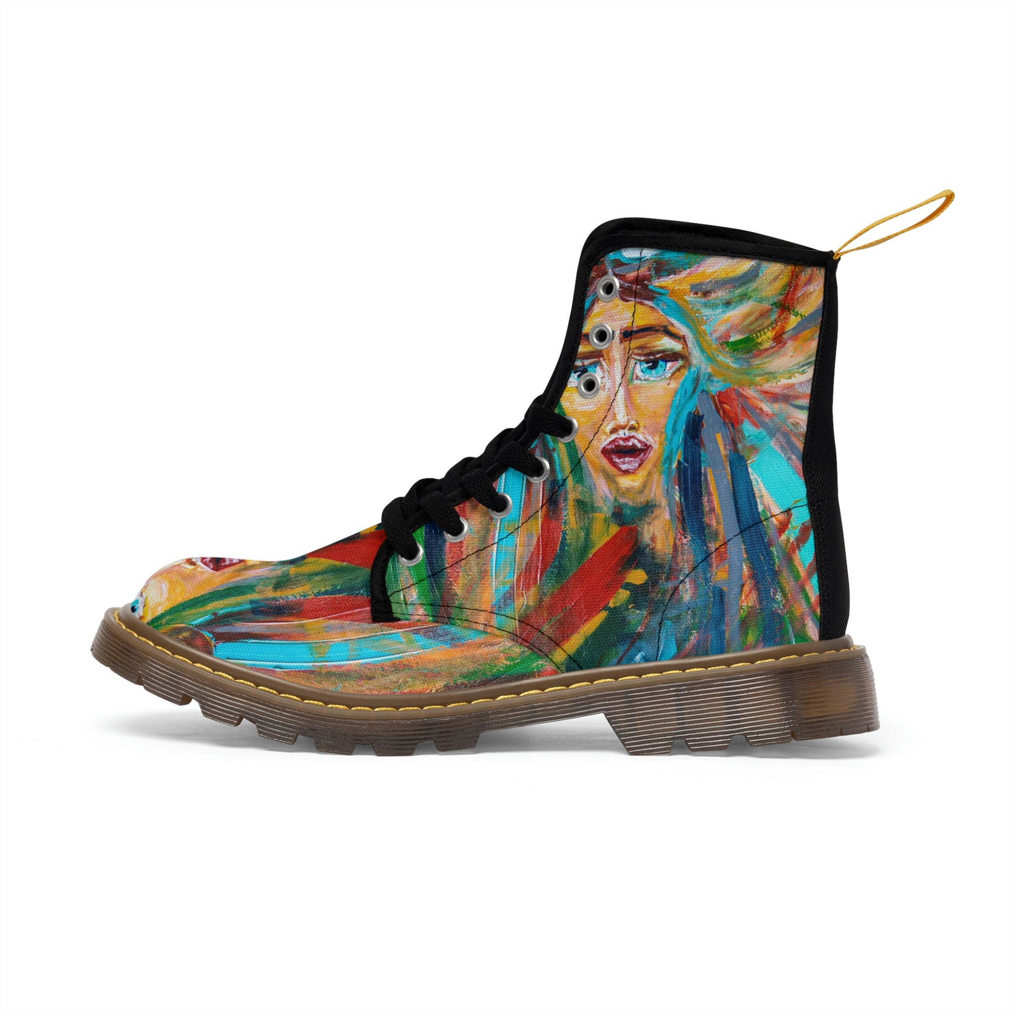 Women's Canvas Boots Womens Boots, Vegan Leather, Art On Shoes