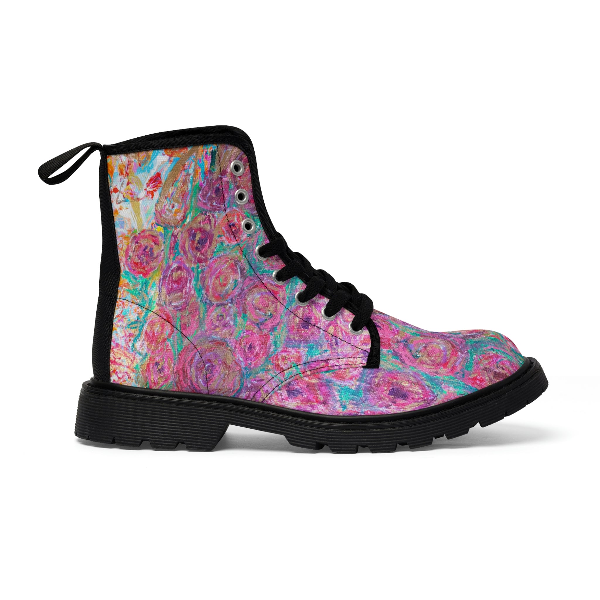 Women's Canvas Boots, Vegan Leather, Art On Shoes