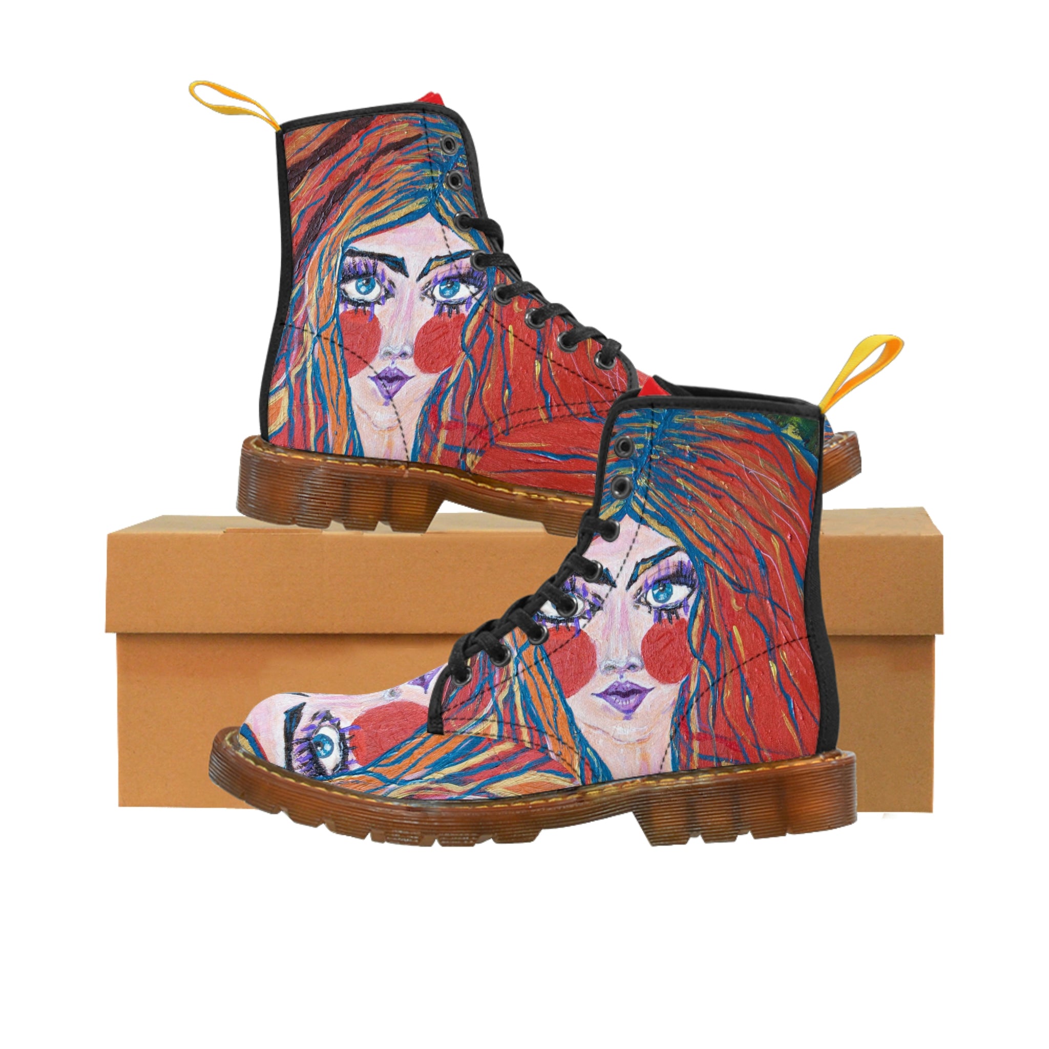 Women's Canvas Boots Womens Boots, Vegan Leather, Art On Shoes