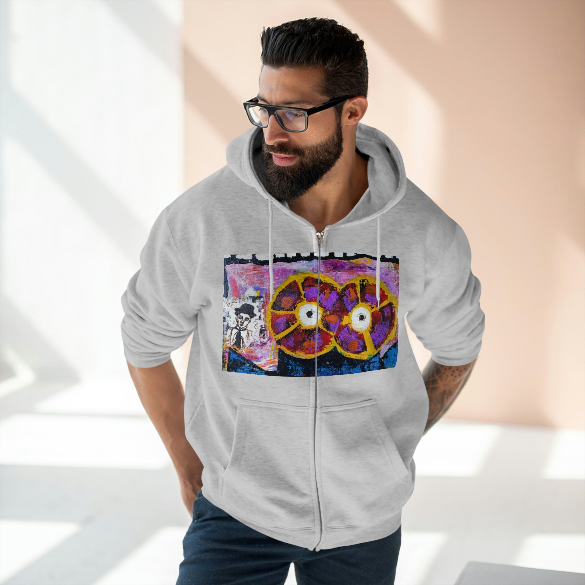 Unisex Premium Full Zip Hoodie, Stylish Artisan-Crafted Zip-Up Hoodie for Art Lovers