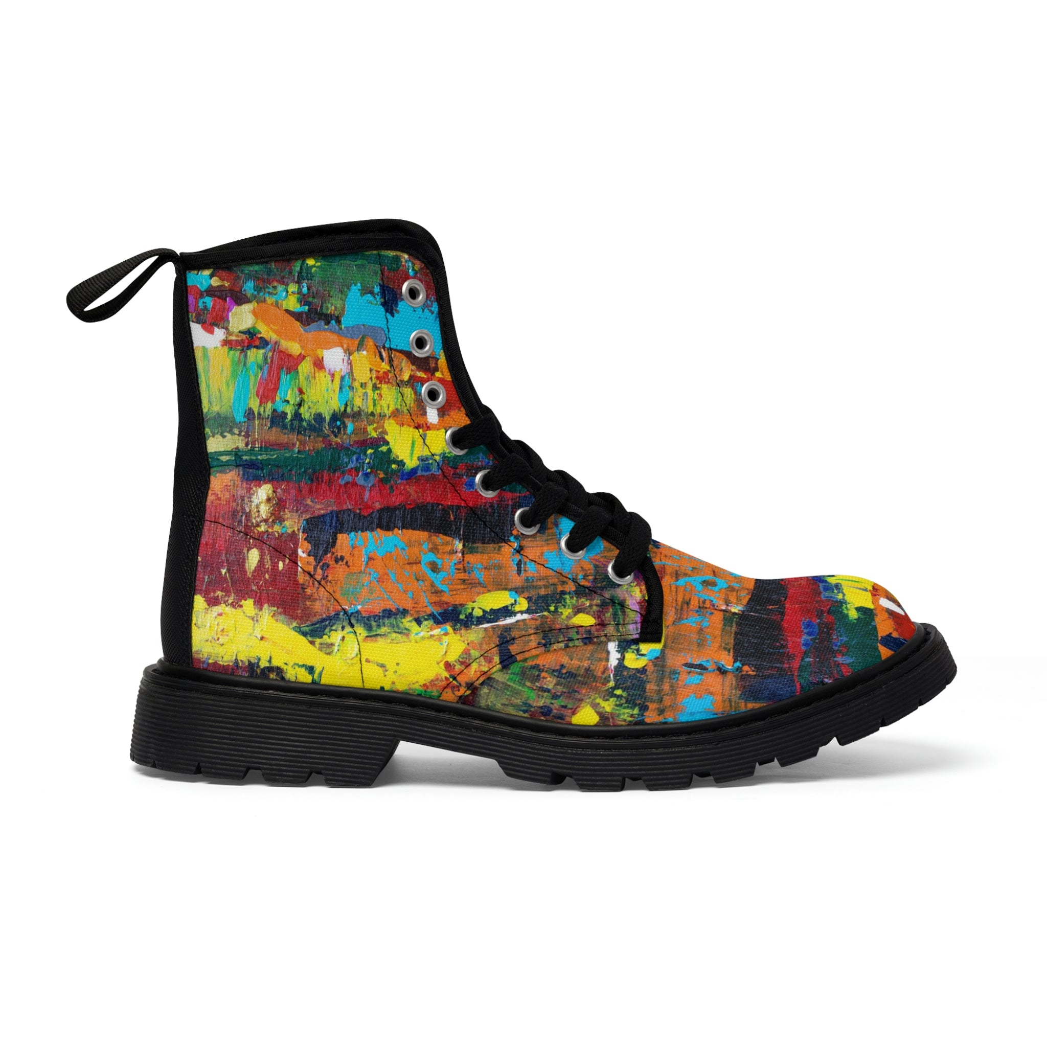 Women's Canvas Boots Womens Boots, Vegan Leather, Art On Shoes