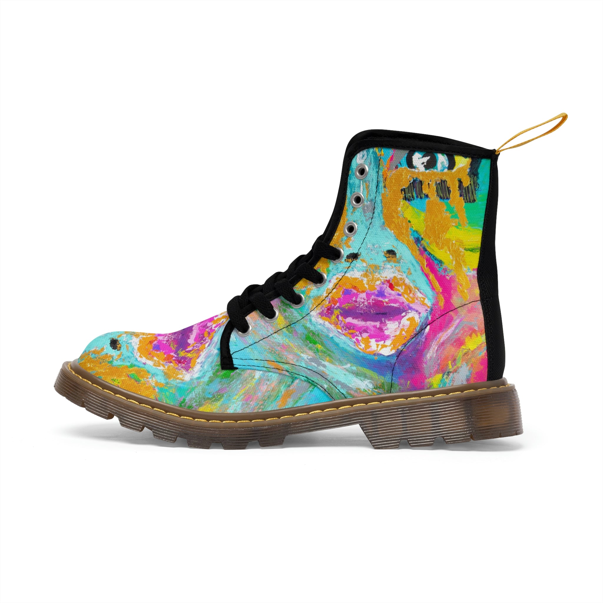 Women's Canvas Boots Womens Boots, Vegan Leather, Art On Shoes