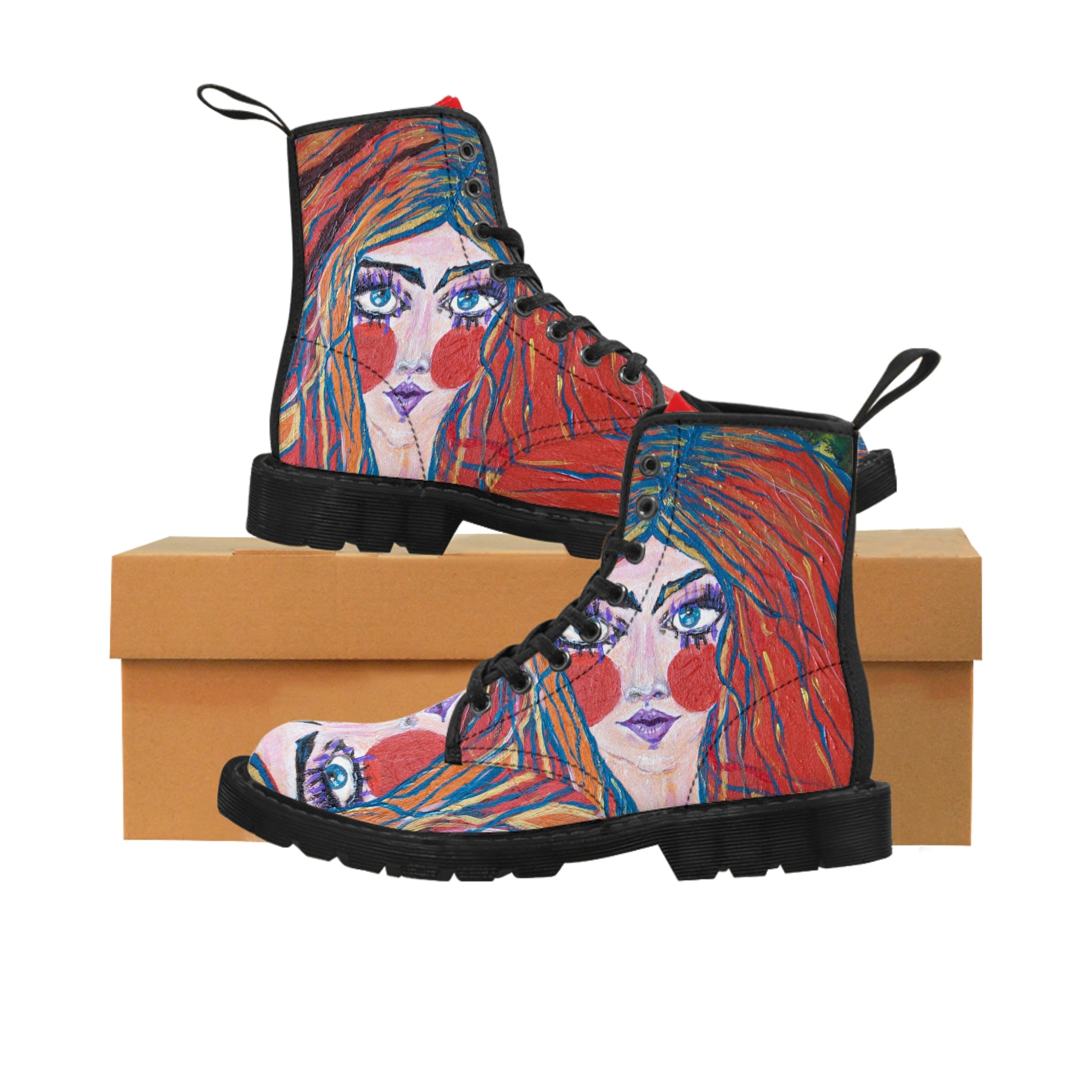 Women's Canvas Boots Womens Boots, Vegan Leather, Art On Shoes