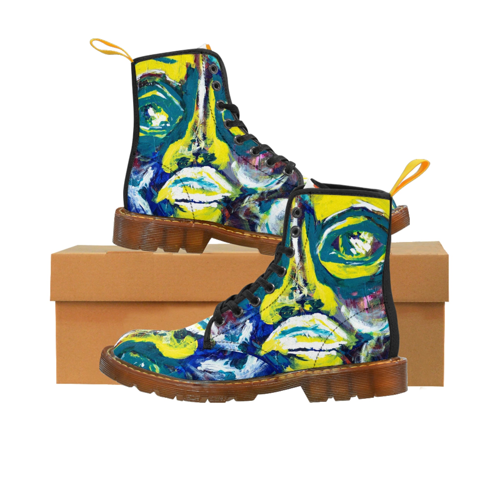 Women's Canvas Boots Womens Boots, Vegan Leather, Art On Shoes