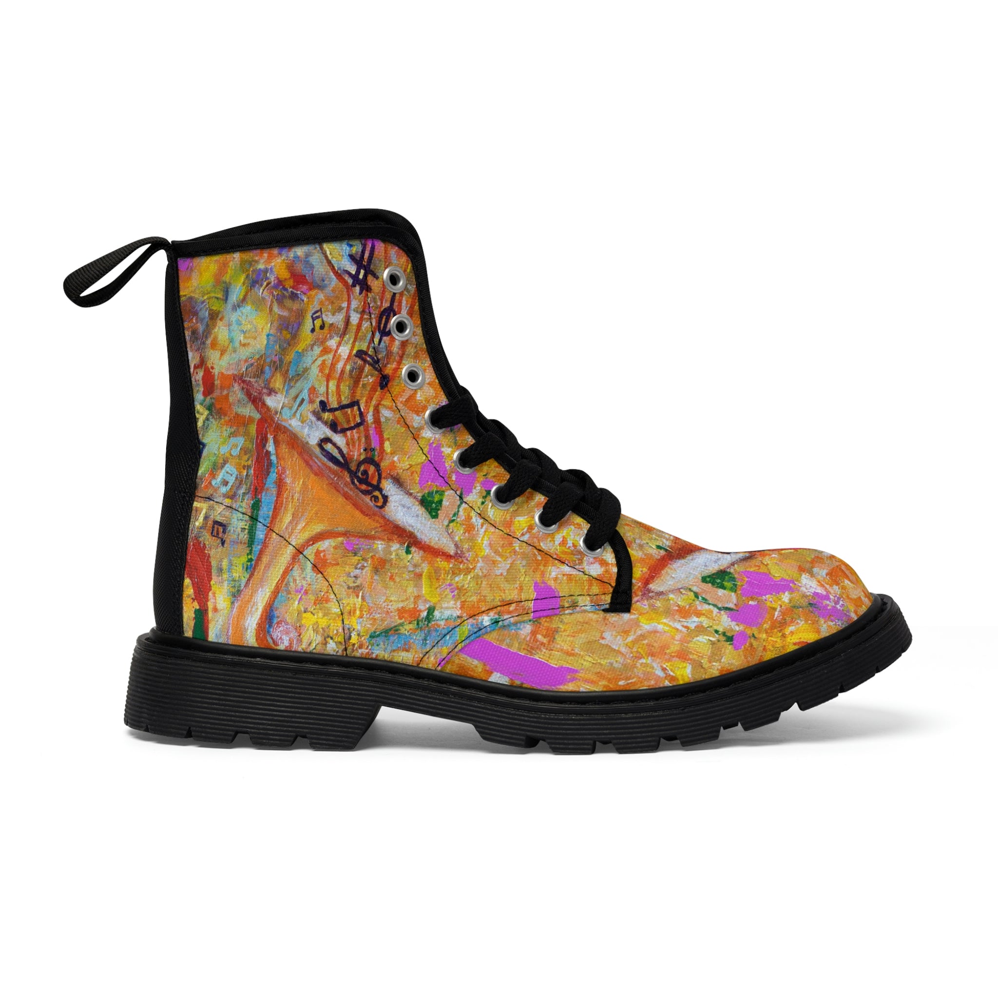 Women's Canvas Boots Womens Boots, Vegan Leather, Art On Shoes