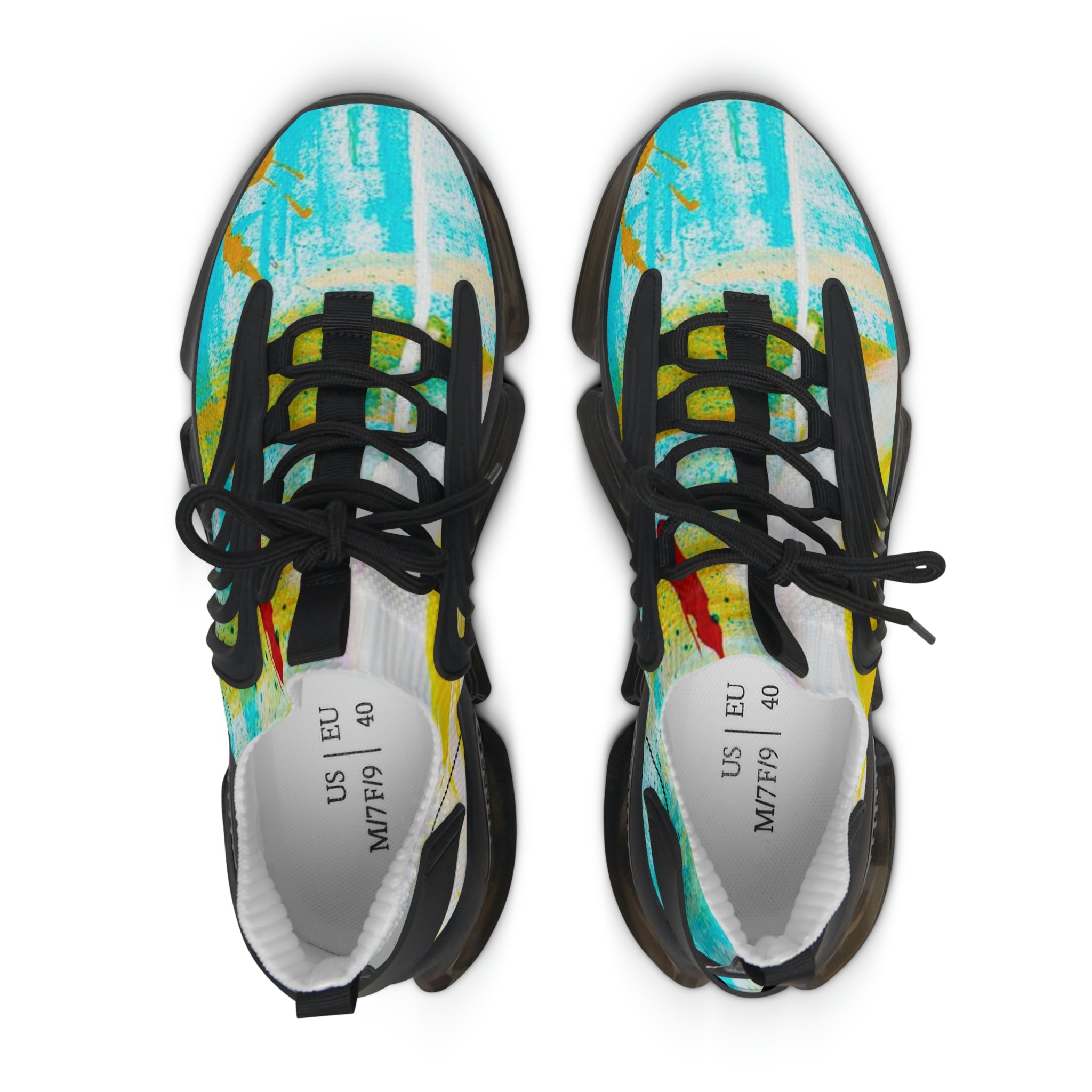 Women's Low Top Sneakers, Art On Shoes, Abstract Lake Painted By A Professional Abstract Painting Artist