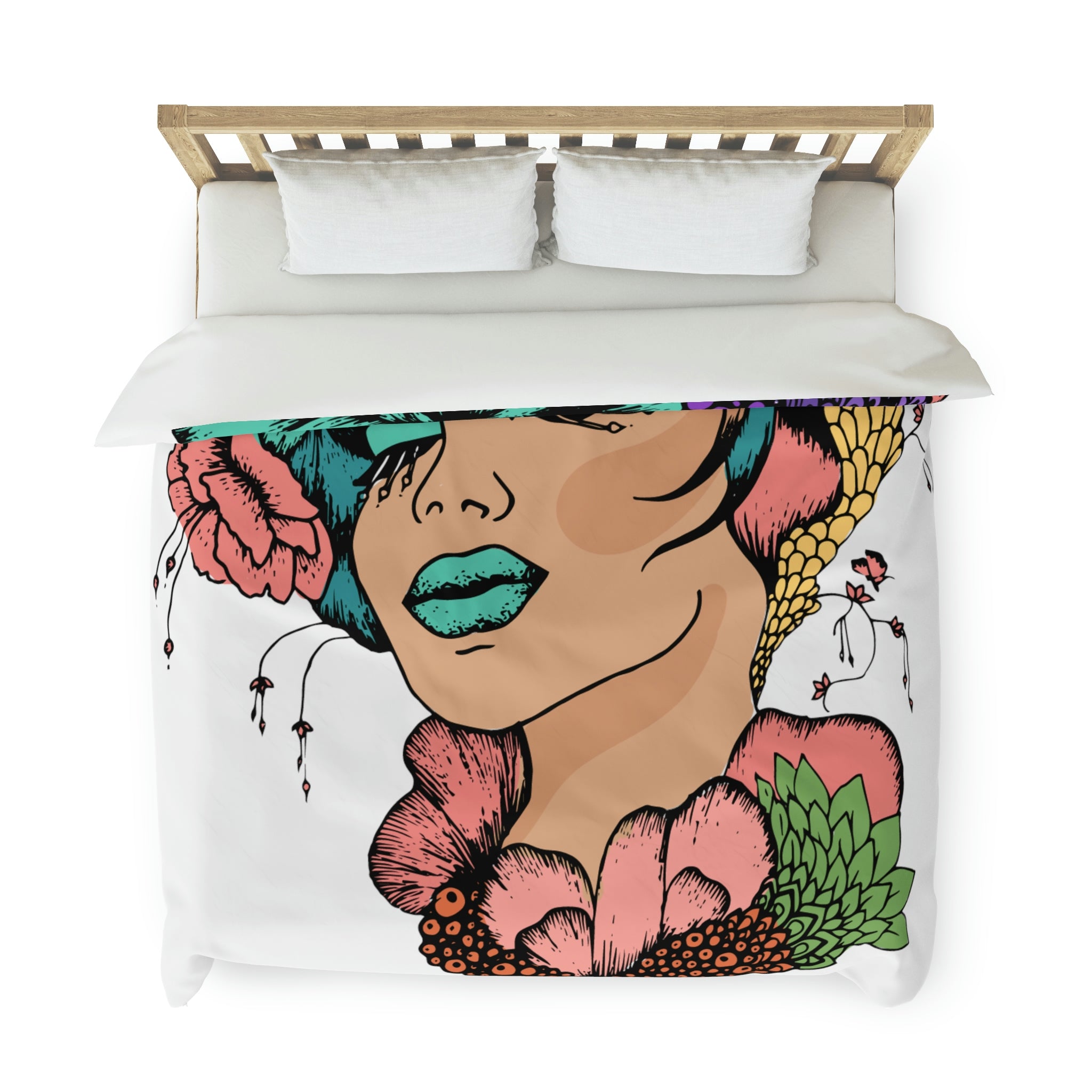 Duvet Cover,  Woman´s Face with Green Maked Up Eyes