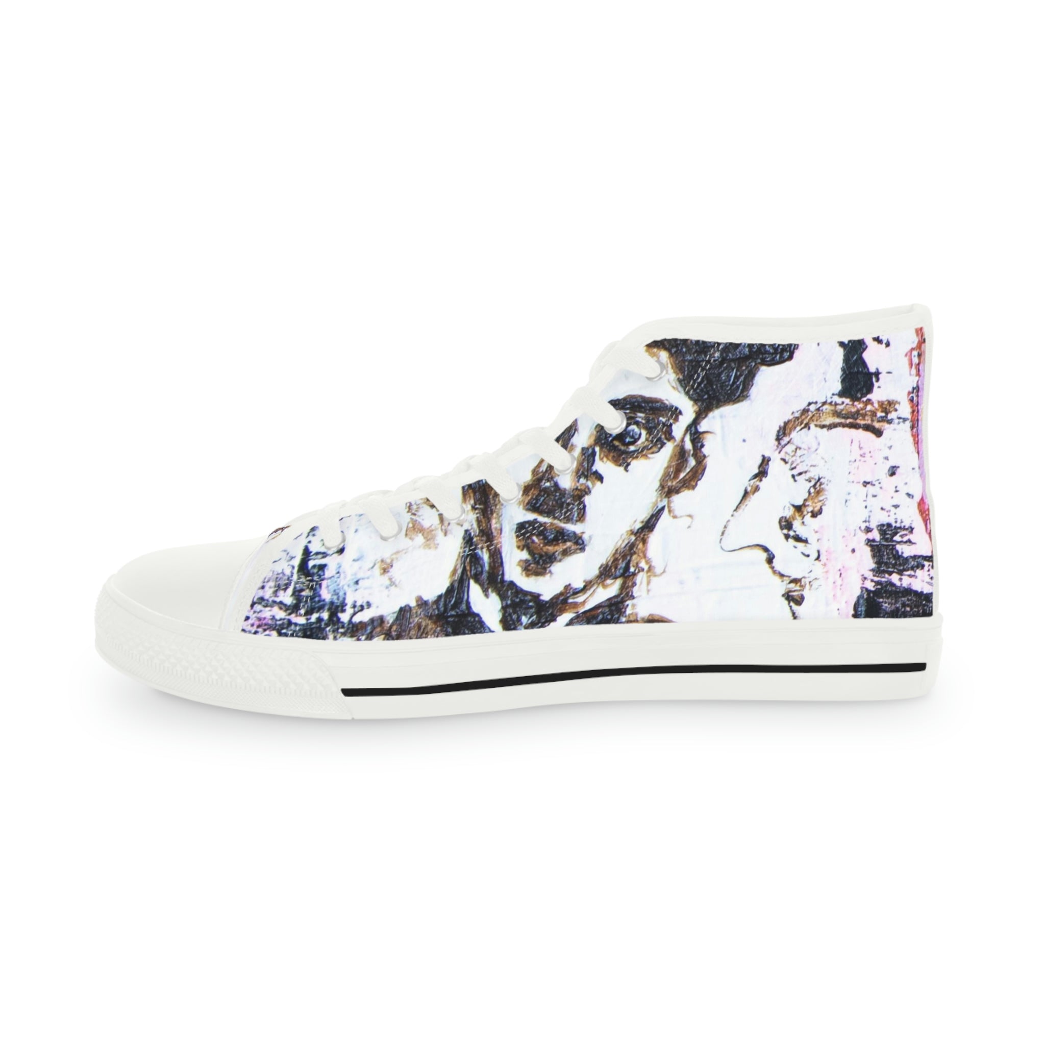 Men's High  Top Art Sneakers, Art On Shoes, Abstract Blue Sky  Painted By A Professional Abstract Painting Artist