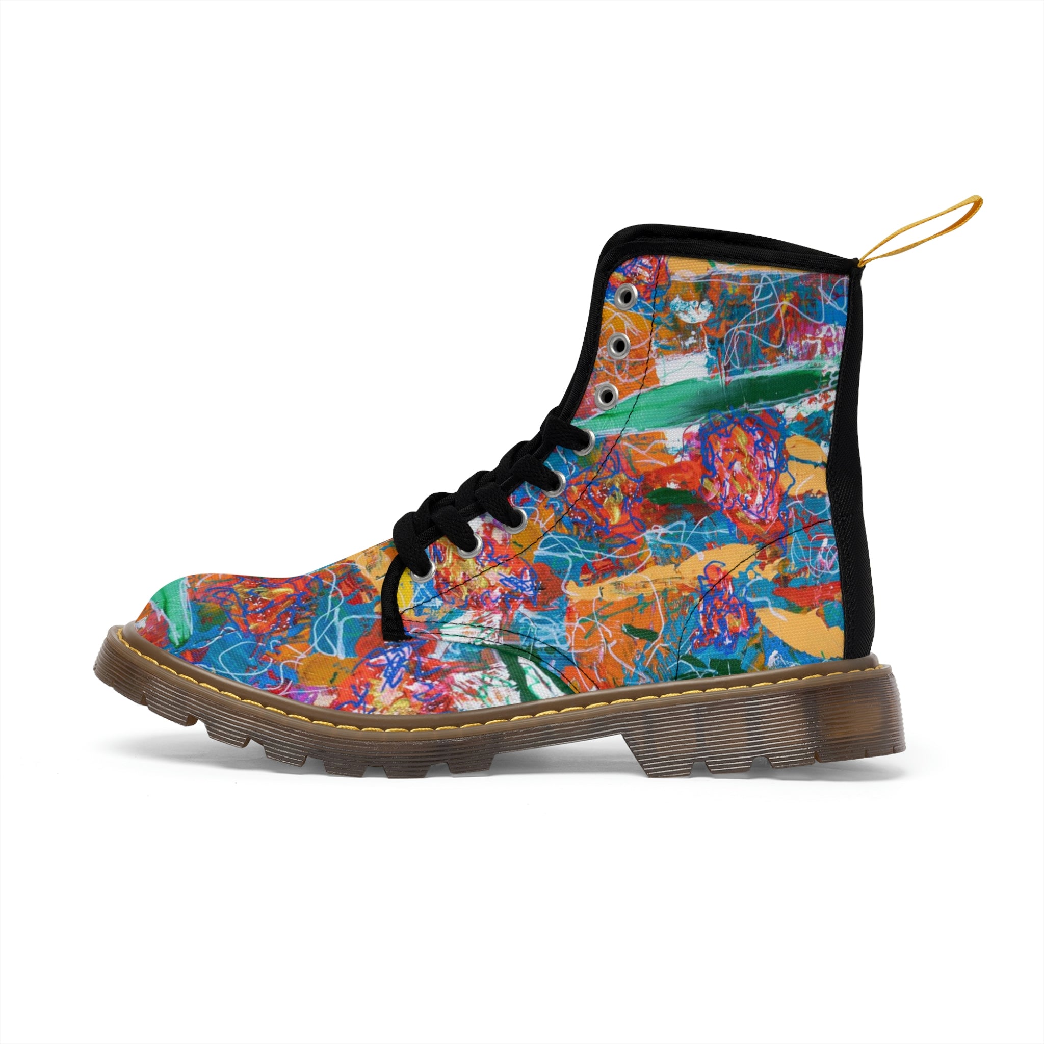 Women's Canvas Boots Womens Boots, Vegan Leather, Art On Shoes