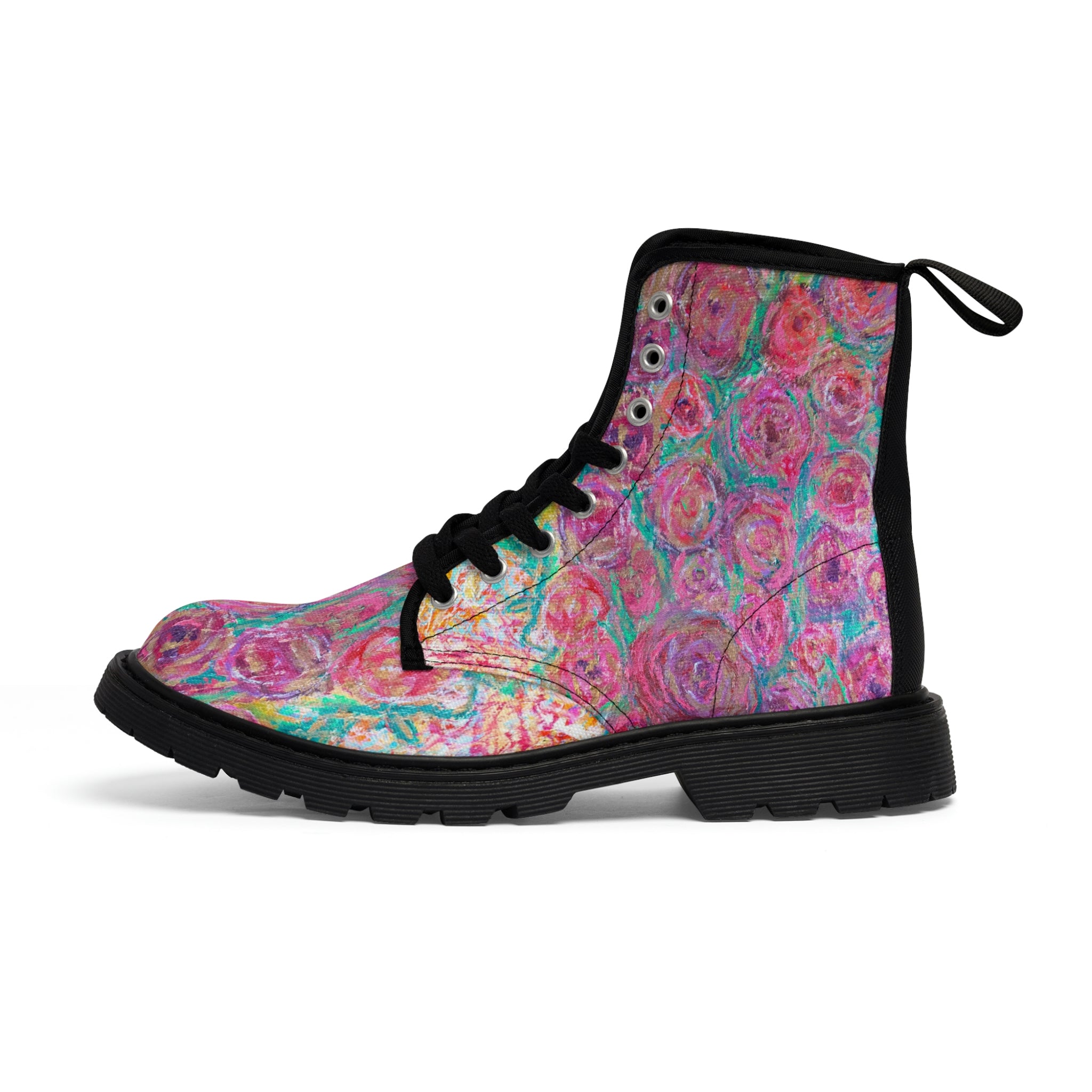 Women's Canvas Boots, Vegan Leather, Art On Shoes