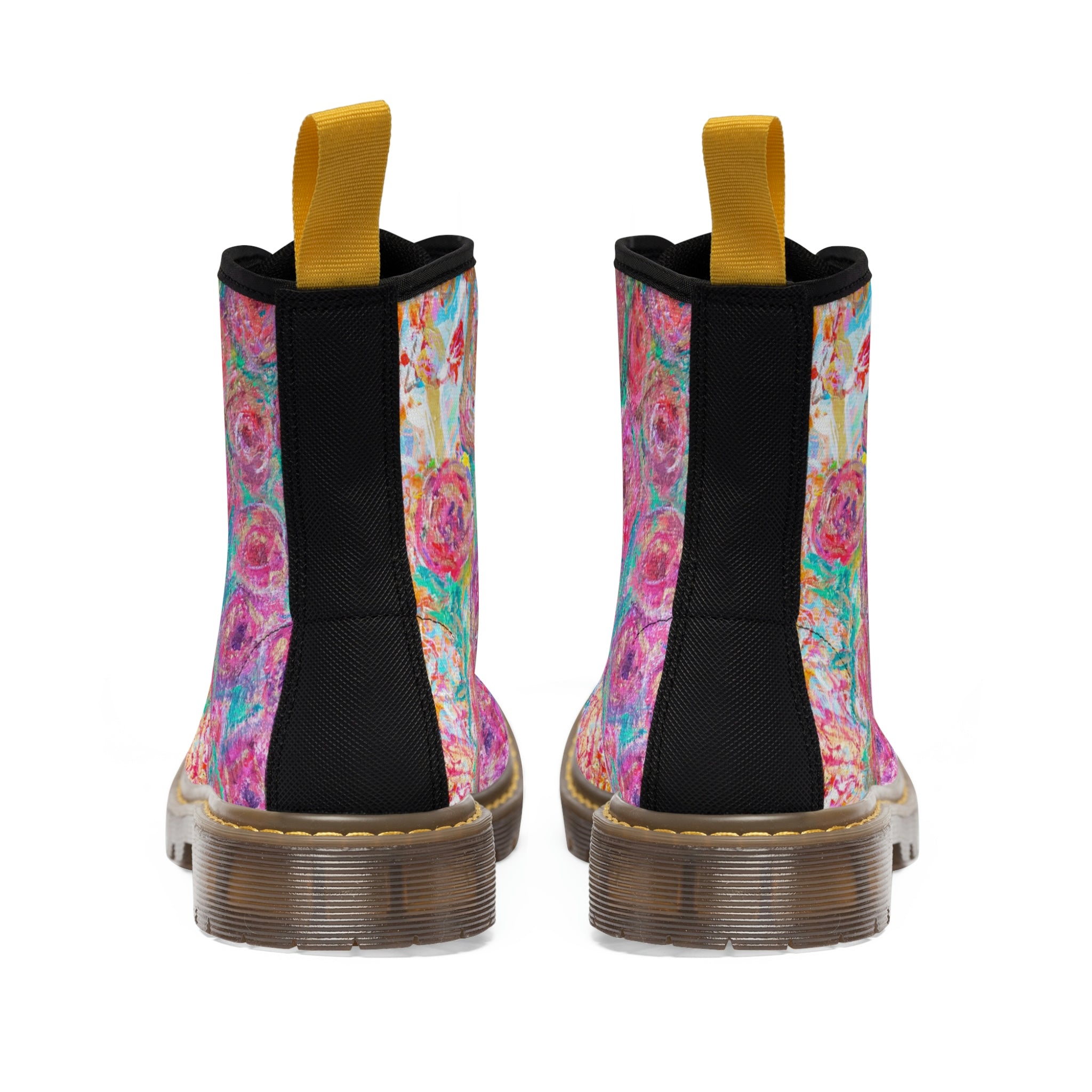 Women's Canvas Boots, Vegan Leather, Art On Shoes