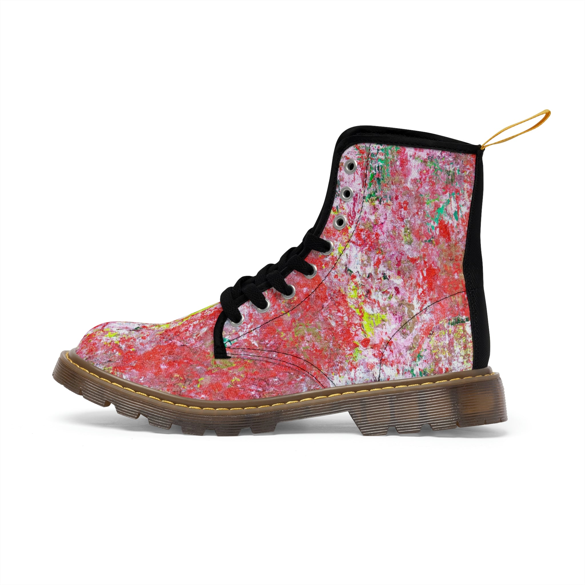 Women's Canvas Boots, Vegan Leather, Art On Shoes