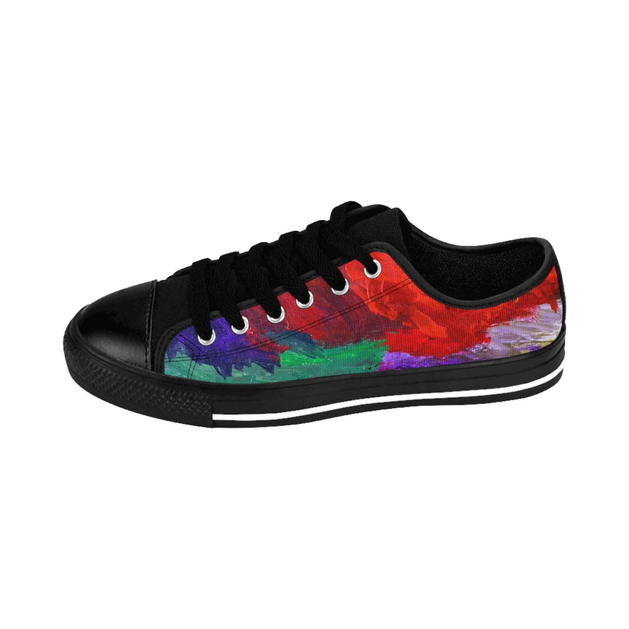 Men's Top Low Sneakers, Art On Shoes, Abstract Artwork Painted By A Professional Abstract Artist