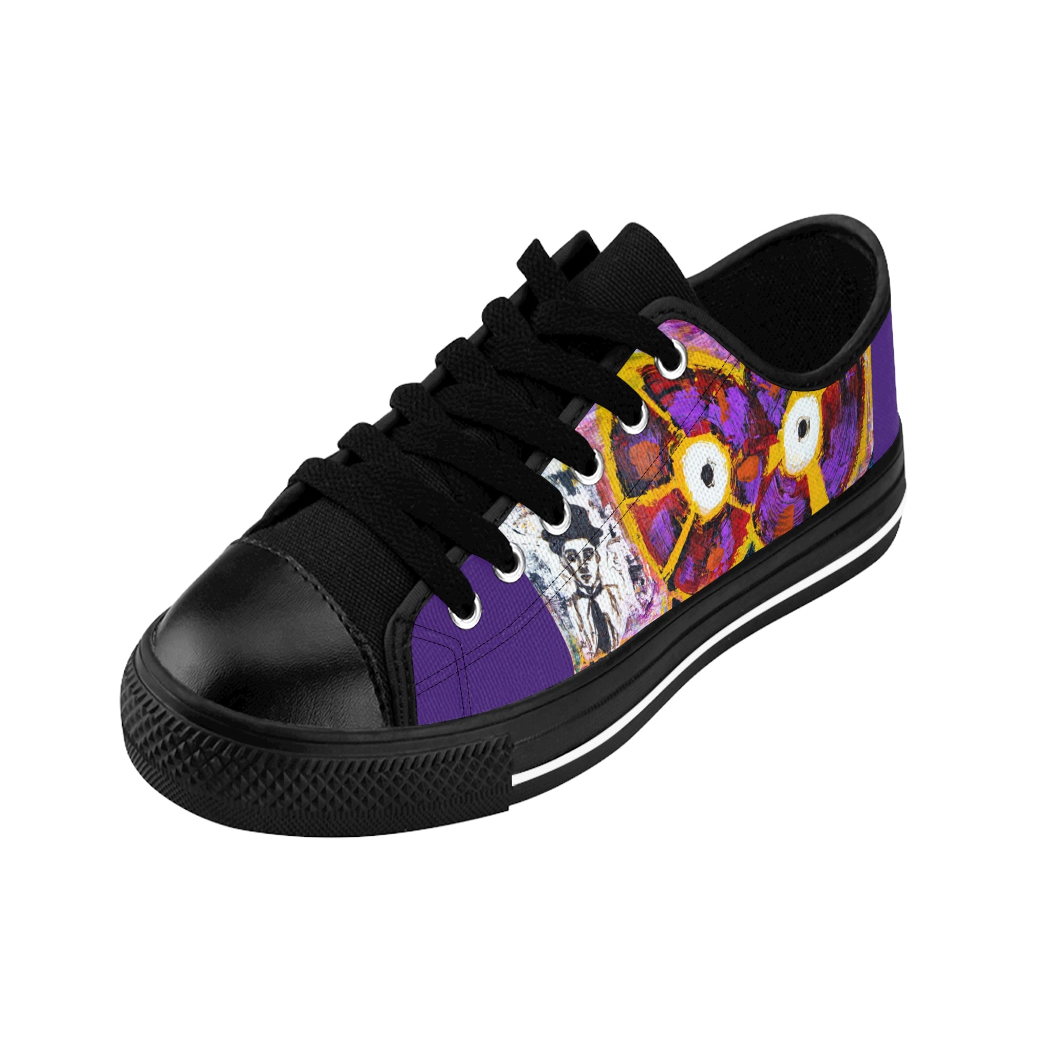 Men's Top Low Sneakers, Art On Shoes, Abstract Artwork Painted By A Professional Abstract Artist