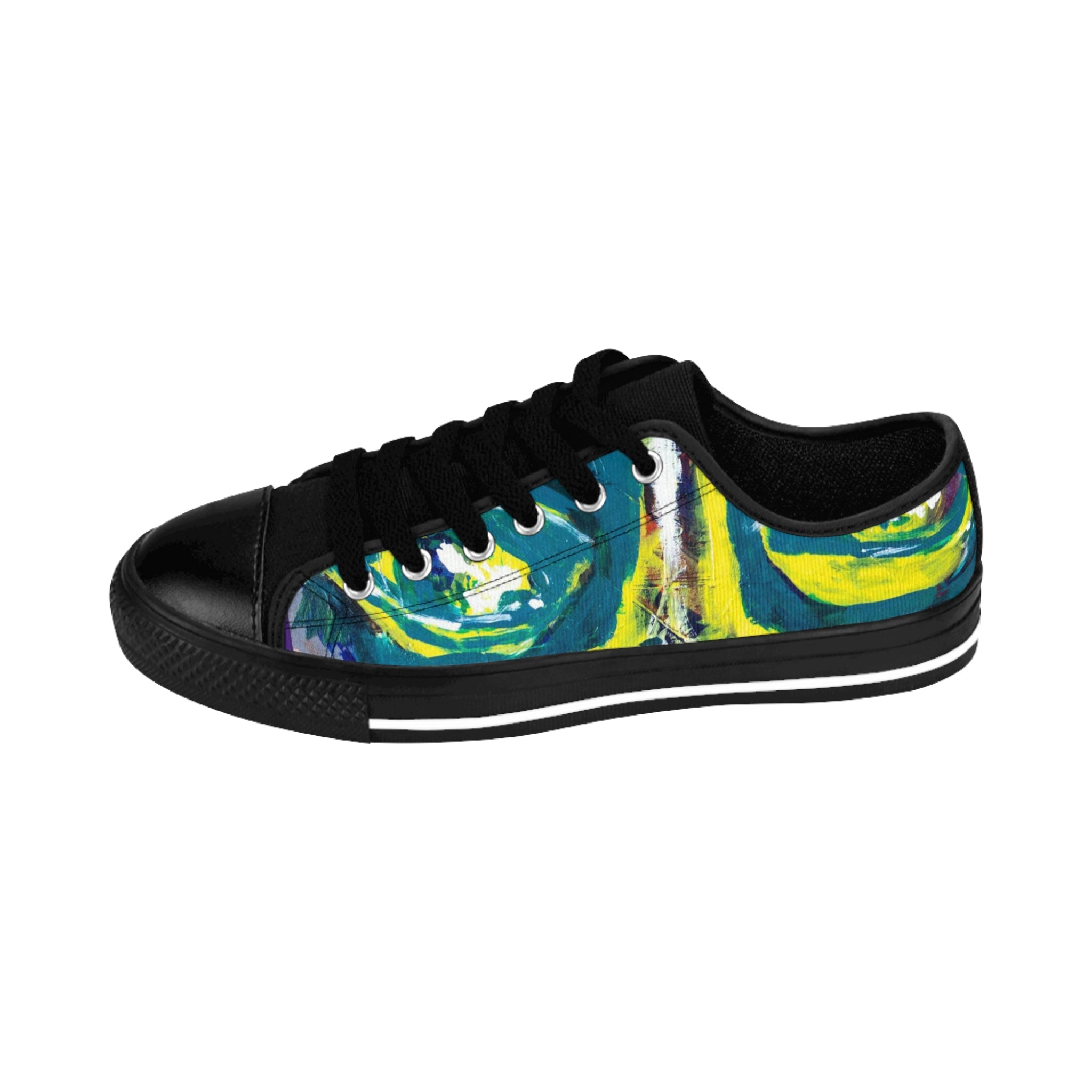 Men's Top Low Sneakers, Art On Shoes, Abstract Artwork Painted By A Professional Abstract Artist