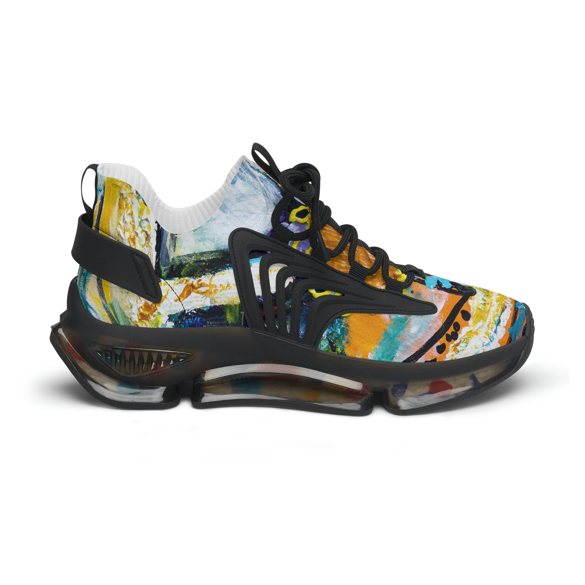 Mesh Women's Low Top Sneakers, Art On Shoes, Abstract Sign of Peace Painted By A Professional Abstract Painting Artist